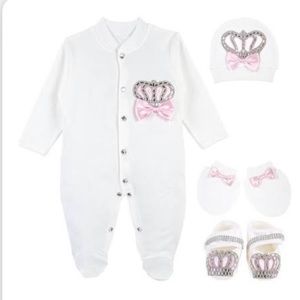 Lilax Baby Girl Jewels Crown Layette 4-Piece Set